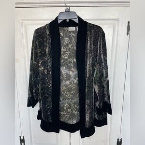 Chico's Black Velvet burn out jacket- great holiday party look.
